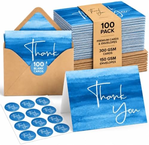 VNS Creations Thank You Cards With Envelopes - 100 Pack 4 x 6 Blank - Ombré by VNSCreations