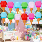 Baquler 12 Set Ice Cream Paper Lanterns Summer Party Decor Colorful Ice Cream Cone Lanterns Hanging Ceiling Sign Candyland Party Decor for Summer Theme Birthday Baby Shower Bridal Shower Favor - Image 6