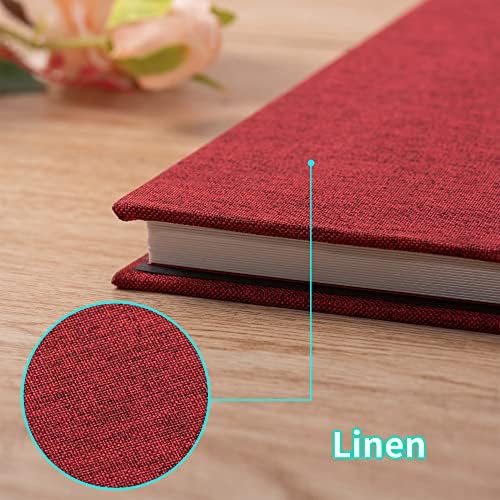 Large Photo Album Self Adhesive 4x6 5x7 6x8 8x10 Pictures Scrapbook Magnetic Album DIY Scrap Book 60 Sticky Pages Linen Cover DIY Photo Album with A Metallic Pen and DIY Accessories(Red) - Image 5