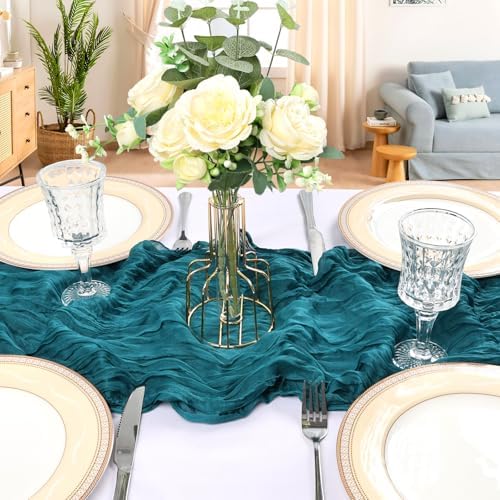 12 Pack 10Ft Teal Cheesecloth Table Runner 23 x 120 Inch - Image 4