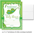 Amanda Creation Two Peas in a Pod Invitations, 20 Twin Boys Baby Shower Invitations with Envelopes, Diaper Raffle, Book Request & Sticker Bundle - Image 4