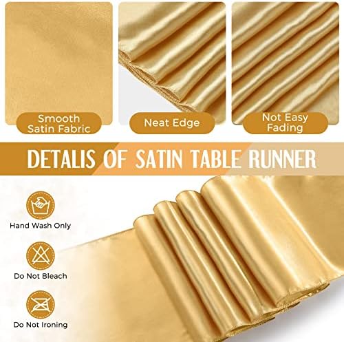 Breling 24 Pack Black and Gold Tablecloths and Satin Table Runner Set - Image 4