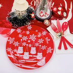 KIRE 150PCS Christmas Plastic Plates Dinnerware - Santa Claus Christmas Plates with Red Silverware include 25Dinner Plates 25Salad Plates 25Forks 25Knives 25Spoons 25Cups - Image 6