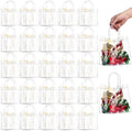 WDSHCR 50 PCS Clear Plastic Gift Bags with Handles, Party Favor Bags with Ribbons, Reusable Goodie Tote Bags for Wedding, Baby Shower, Birthday (Clear 6.9 x 6.9 x 3.7, 50 Pack) by WDSHCR