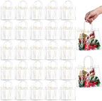 WDSHCR 50 PCS Clear Plastic Gift Bags with Handles, Party Favor Bags with Ribbons, Reusable Goodie Tote Bags for Wedding, Baby Shower, Birthday (Clear 6.9 x 6.9 x 3.7, 50 Pack) by WDSHCR
