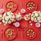 Tinybee 352 Pcs Red Plastic Plates, Disposable Dinnerware Set for 50 - Image 4