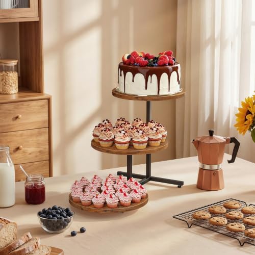 Emfogo Wooden Cupcake Stand for 50 Cupcakes, 3 Tier Dessert Tower Stands, Cup Cake Display for Party Afternoon Tea Wedding Graduation, Large Tiered Tray for Cake Cookie Food (1 Pack) - Image 3