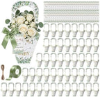 EYNDYN 50 Set Flower Bar Supplies Bouquet Holder Flower Bags for Baby Shower Party with Handle Paper 1 Roll Crafting Ribbon Wrapping Sleeves for Baby Shower Boys Girl's Kid's Birthday Parties by EYNDYN