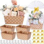 Funnymoom 24 Pack Polka Dot Gift Baskets with Handles, Kraft Base by Funnymoom