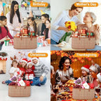 ‌Large Woven Gift Basket with Handles - Empty Bamboo Basket for Gifts (Adults/Wine/Christmas) (BROWN, 6PC LARGE) - Image 6