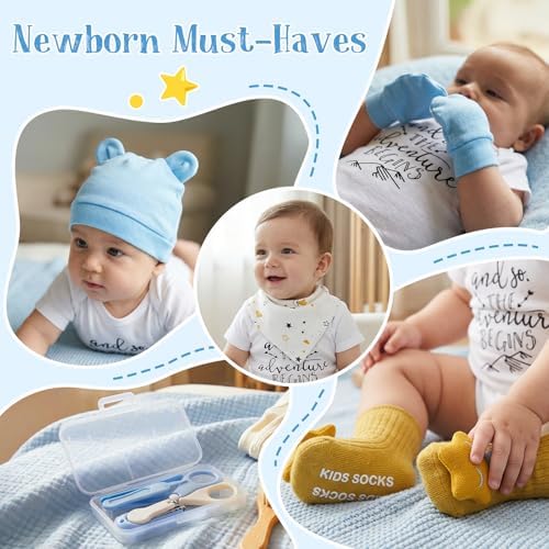Baby Shower Gifts for Boys 12-in-1 Baby Boy Gift Set for Newborn, Premium Gender Reveal Gifts for New Parents, with Elephant Lovey, 100% Cotton Onesie, Photo Frame & Carriage Storage Case - Image 7