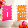 Wedding Acrylic Table Number 1-20 with 20Pcs Stands Pink & Orange, 5"x7" Elegant Place Card Centerpiece Decorations for Indoor Outdoor Wedding Bridal Shower Anniversary Party Reception by CORNERLACE