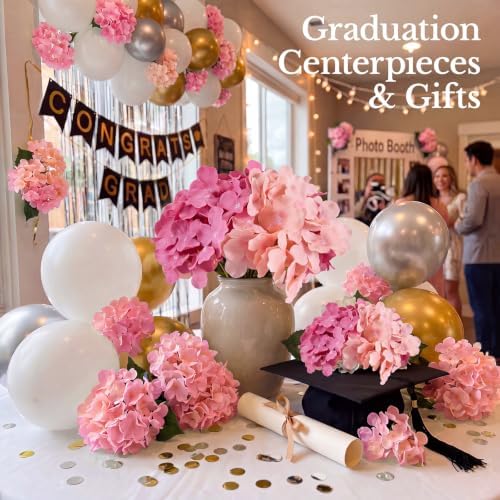 65PCS Hydrangea Artificial Flowers with Stronger Bendable Stems, Premium Silk Faux Hydrangea Flowers Bulk for DIY Wedding, Arches, Baby Showers & Event Decor(Pink Mix) - Image 7