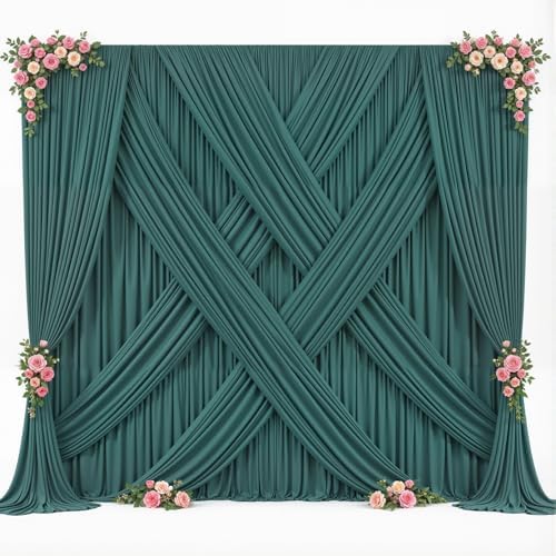 20ft x 10ft Hunter Green Backdrop Curtain for Parties Dark Green Wrinkle Free Backdrop Drapes Panels for Baby Shower Birthday Party Photo Photography Polyester Fabric Background Decoration - Image 4