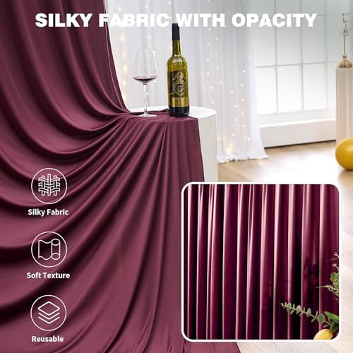 30ftx15ft Burgundy Backdrop Curtains for Parties, Wrinkle Free Polyester Burgundy Photo Backdrop Drapes 6 Panels 15 ft Long Back Drop Cloth for Wedding Birthday Photography Background Party - Image 4