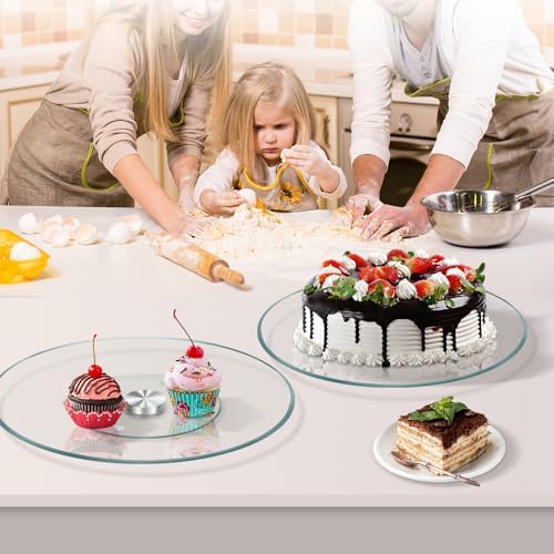 Glass Cake Stand,13.78 inch Cake Display Stand,Rotating Cake Turntable for Cake of Tempered Glass,Dessert Stand for Party,Birthday,Baby Shower,Wedding - Image 7