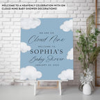 Andaz Press Personalized We Are On Cloud Nine Baby Shower Decorations, Dusty Blue On Cloud 9 Baby Shower Welcome Sign, Heaven Sent Decor, We Are Over the Moon Party Decorations, 16x20 Inch - Image 3