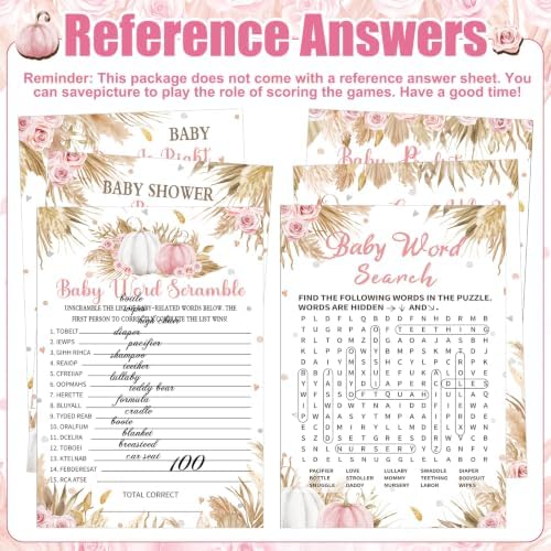 Sherr 476 Pcs Pink Pumpkin Baby Shower Game, 9 Style Baby Shower Activities - Image 7