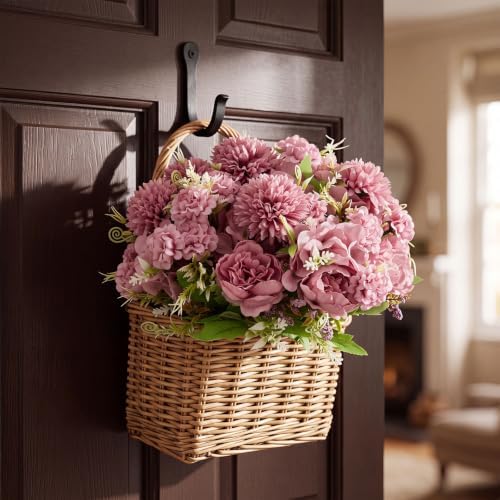 Tigeen 24 Bundles Artificial Flowers Bouquet Silk Peonies, Dusty Purple - Image 3