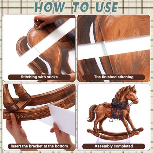 Novabright 3 Pcs Equestrian Bear Party Stands, Rocking Horse Suitcase Bear - Image 3
