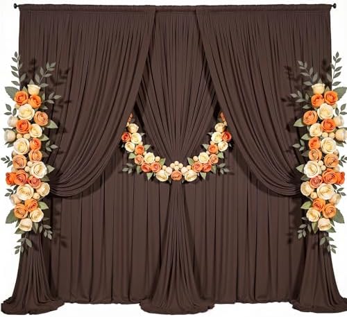 10x15ft Brown Backdrop Curtains for Parties Wrinkle Free Fabric Backdrop Curtain Birthday Photo Drapes Backdrop for Wedding Baby Shower Bridal Shower Photo Shoot Photography Back Drop 2 Panels 5x15FT - Image 2