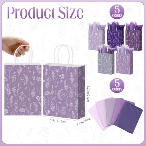 Kolldenn 100 Pcs Small Gift Bags Bulk, Purple, 8.27 x 5.91 x 3.15 Inch - Image 2