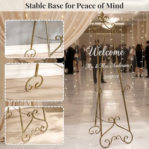 60” H Vintage Easel Stand for Sign Metal Adjustable - Image 4
