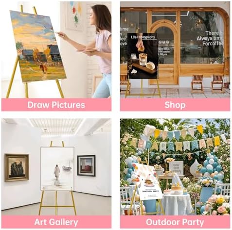 43.5" Gold Easel Stand for Sign, Heavy Duty Metal Display Easel - Image 5