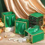 Yeaqee 50 Pcs Mini Paper Gift Bags with Handles Tag, Dark Green,Gold - Image 5