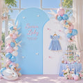 7.2FT & 6FT Arch Backdrop Cover, White & Blue Wedding Arch Covers, Spandex Arch Covers Stretchy Backdrop for Bridal Shower Baby Shower Birthday Decoration by LittleFunny