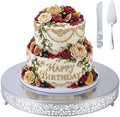 Wenqik 18 Inch Silver Cake Stand Metal Round with Cutter Spatula, Classic by Wenqik