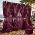 30ft×10ft Wrinkle Free Burgundy Backdrop Curtain Drapes, 6 Panels 5ftx10ft Sheer Tulle Chiffon Backdrop Panels Curtains for Wedding Baby Shower Birthday Party Stage Photo Home Decorations by Unknown