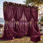 30ft×10ft Wrinkle Free Burgundy Backdrop Curtain Drapes, 6 Panels 5ftx10ft Sheer Tulle Chiffon Backdrop Panels Curtains for Wedding Baby Shower Birthday Party Stage Photo Home Decorations by Unknown