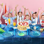 Iridescent Blue Party Supplies Decorations Serve 50, Holographic Blue Paper Plates and Napkins, Disposable Iridescent Party Plates Cups Napkins for Wedding Anniversary Birthday Bridal Shower Party - Image 7