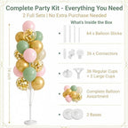 Hiins Sage Green Gold Balloon Stand Kit Set of 2,Base&Pole Decoration for Party - Image 2