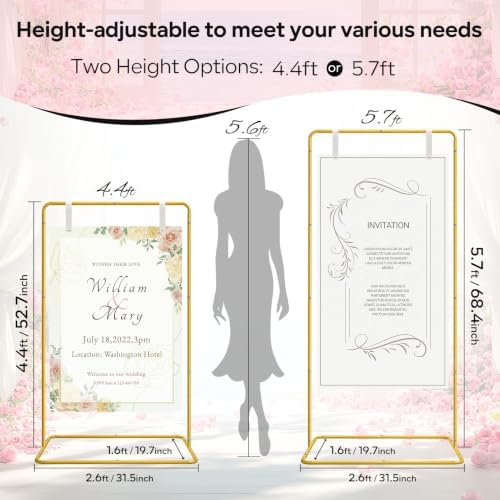 GOJAWAY 68" Honey Yellow Welcome Wedding Sign Stand, 2 Water Bags & Straps - Image 2