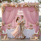 30ft×10ft Wrinkle Free Dusty Rose Backdrop Curtain Drapes, 6 Panels 5ftx10ft Sheer Tulle Chiffon Backdrop Panels Curtains for Wedding Baby Shower Birthday Party Stage Photo Home Decorations - Image 6