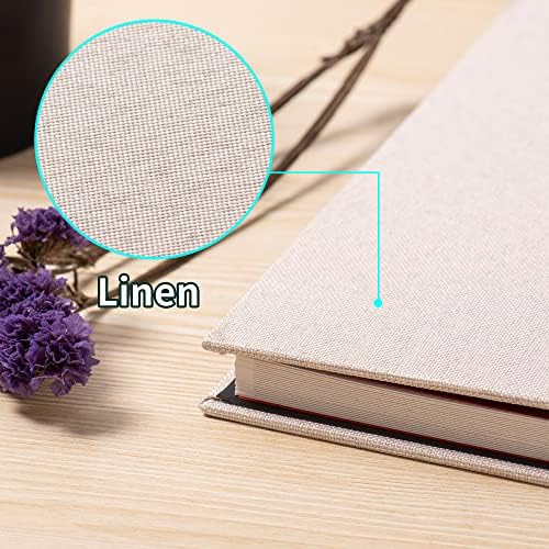 Large Photo Album Self Adhesive 4x6 8x10 10x12 13"x12.8" Magnetic Scrapbook 12.6"x11" 60 Sticky Pages Linen Cover Beige DIY Photo Album with A Metallic Pen and DIY Stickers - Image 4