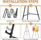 Easel Stand for Sign Portable,66" Easel Display Stand Metal, Adjustable Easels for Display,Wedding Signs, Posters-Black(2 Pack) - Image 4