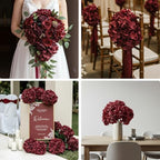 Auihiay 204Pcs Burgundy Hydrangea Artificial Flowers Bulk, Silk Hydrangeas - Image 5