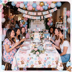 LemonRoad 452 Pcs Bear Gender Reveal Party Decoration for 50, He or She Gender Reveal Paper Plates Napkins Cups Tablecloth Cutlery Straws Pink Blue Disposable Tableware for What Will Baby Be Supplies - Image 6