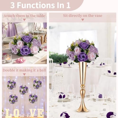 NUPTIO Artificial Flower Ball Centerpieces: Lilac & Purple & Pink Rose - Image 6