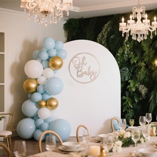 Oh Baby Backdrop Wooden Sign Round Gender Reveal Background Photo Decor - Image 7