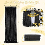 Sequin Backdrop Black Curtain 6 Panels 2ftx8ft Sparkly Party Background - Image 2