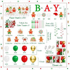 Christmas Gingerbread Gender Reveal Decorations Red Green Christmas Gender Reveal Paper Plates Napkin Tablecloth Balloons Boxes Tablecloth Backdrop Cake Topper for Xmas Baby Shower Party Decor - Image 4