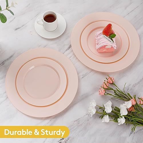 Goodluck 200PCS Disposable Pink Plastic Plates, Heavy Duty Disposable - Image 5
