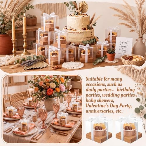 Thenshop 50 Pcs Clear Cupcake Boxes Individual 3.5 Inch, Kraft - Image 6