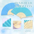 Blulu 40 Pcs Blue Hand Fans Bulk Folding Bamboo Silk Foldable Handheld Fan for Women DIY Line Dance Clapping Popping Wedding Bridal Shower Baby Shower Birthday Party Favors Gift Decoration - Image 5