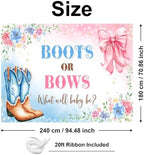 Mocsicka Boot or Bows Banner Cowboy Boots Pink Bows Gender Reveal Banner for Western Baby Shower Party Decorations (8x6ft) - Image 4