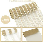 HUIHUANG 3 Rolls Rustic Deco Mesh Ribbon 10 inch 10 Yds Each Roll - Image 2
